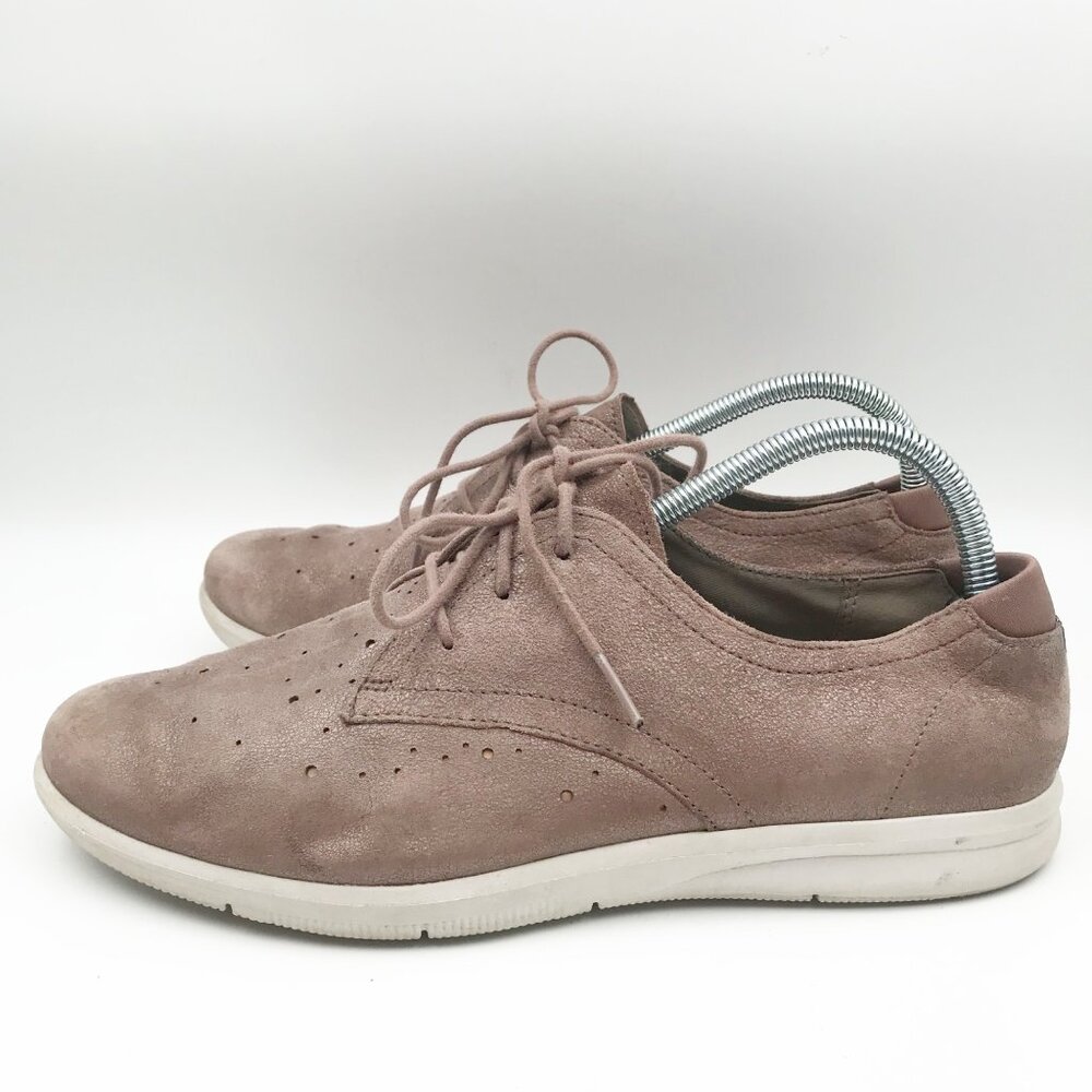ROCKPORT Shoes Womens 9.5 City Lite Ayva Oxford Leather Pink Suede Sneaker Work - Picture 4 of 10